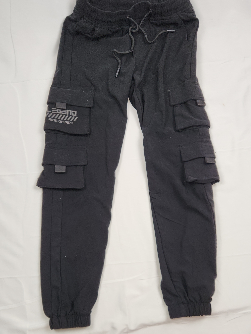 Boy's Ring of Fire Black Cargo Lined Joggers with Utility Pockets Sz 12
